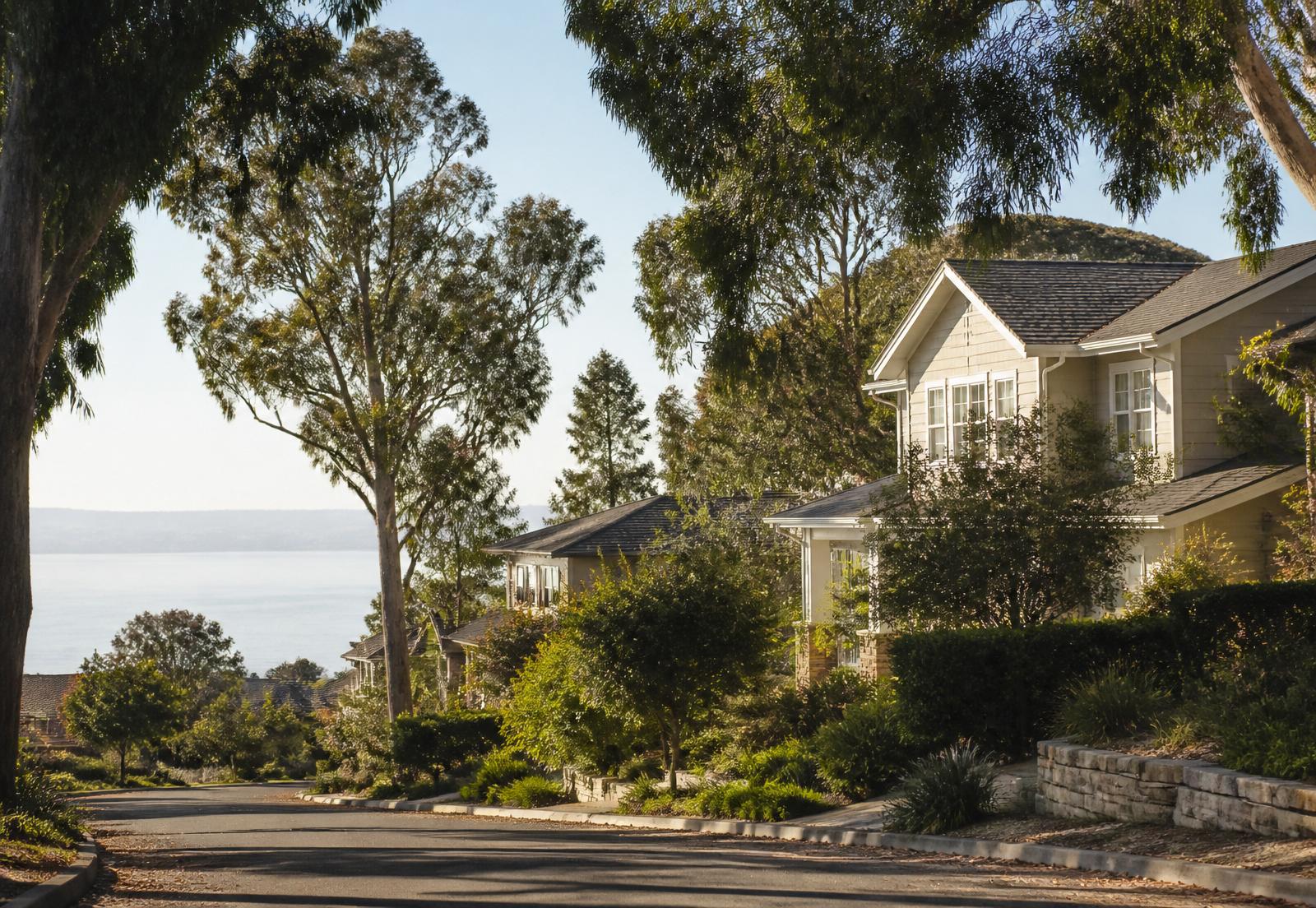 A quiet morning street on the San Francisco Peninsula